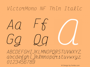 victormono nf字体,victor mono thin italic nerd font complete