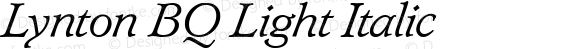 Lynton BQ Light Italic