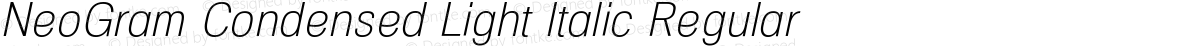 NeoGram Condensed Light Italic Regular