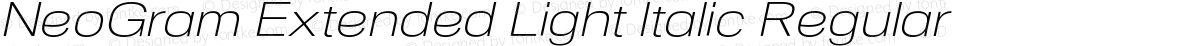NeoGram Extended Light Italic Regular