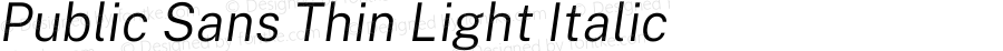 Public Sans Thin Light Italic