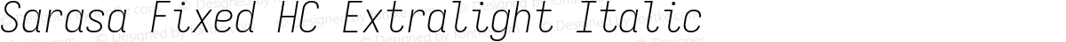 Sarasa Fixed HC Extralight Italic