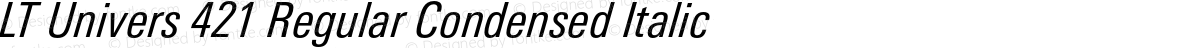 LT Univers 421 Regular Condensed Italic
