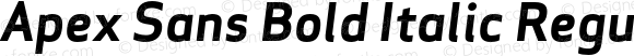 Apex Sans Bold Italic Regular Version 6.000 2007 revised OpenType release