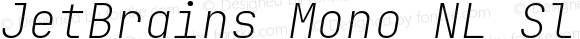 JetBrains Mono NL Slashed Thin Italic