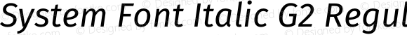 System Font Italic G2 Regular
