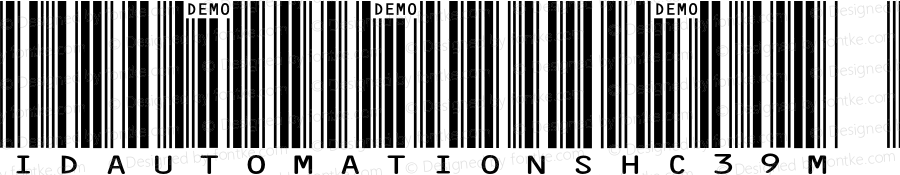 IDAutomationSHC39M Demo Regular Code39 Font; Copyright (c) 2020 IDAutomation.com, Inc. [Sample Version for Demo Use Only]