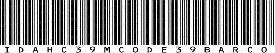 IDAHC39M Code 39 Barcode Regular IDAutomation.com 2014. Free to use for nonprofit or educational use and by organizations with less than 500K USD annual revenue.