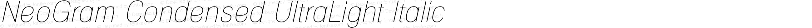 NeoGram Condensed UltraLight Italic