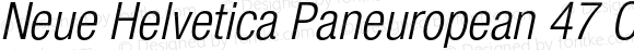 Neue Helvetica Paneuropean 47 Condensed Light Oblique