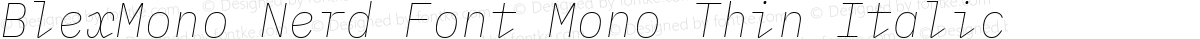 BlexMono Nerd Font Mono Thin Italic