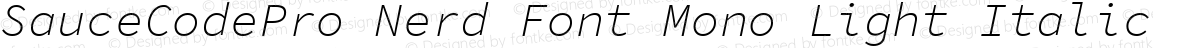 SauceCodePro Nerd Font Mono Light Italic