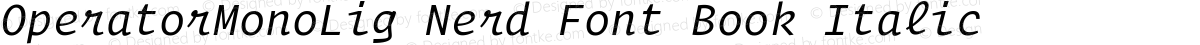 OperatorMonoLig Nerd Font Book Italic