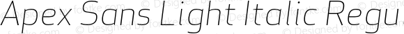 Apex Sans Light Italic Regular Version 6.000 2007 revised OpenType release