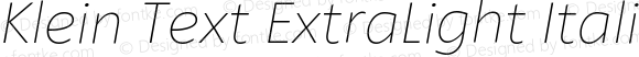 Klein Text ExtraLight Italic