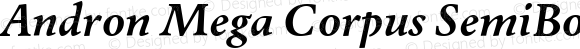 Andron Mega Corpus SemiBold Bold Italic Version 1.001