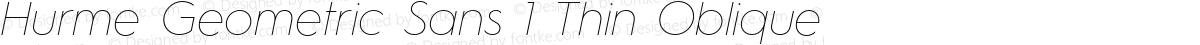 Hurme Geometric Sans 1 Thin Oblique