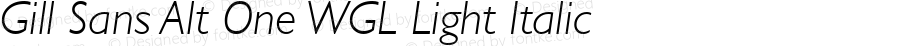 Gill Sans Alt One WGL Light Italic Version 2.11