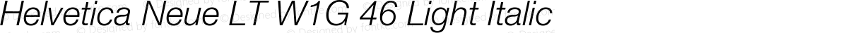 Helvetica Neue LT W1G 46 Light Italic