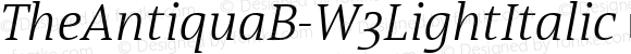 TheAntiquaB-W3LightItalic ☞ Version 1.076;com.myfonts.easy.lucasfonts.theantiqua.light-italic.wfkit2.version.5MXA