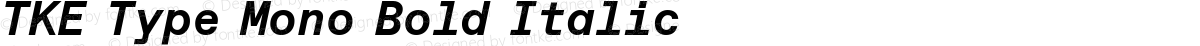 TKE Type Mono Bold Italic