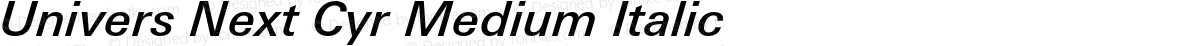 Univers Next Cyr Medium Italic