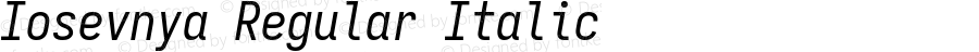 Iosevnya Regular Italic Version 11.1.0; ttfautohint (v1.8.4)