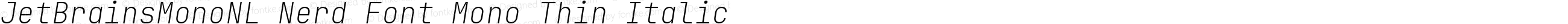 JetBrains Mono NL Thin Italic Nerd Font Complete Mono