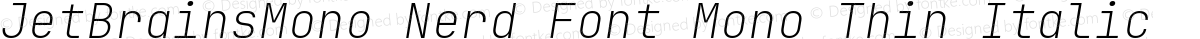 JetBrainsMono Nerd Font Mono Thin Italic