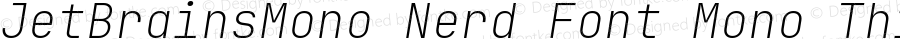 JetBrains Mono Thin Italic Nerd Font Complete Mono