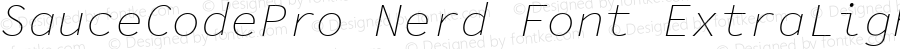 Sauce Code Pro ExtraLight Italic Nerd Font Complete