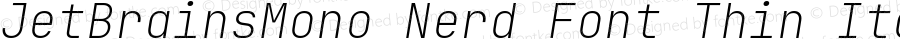 JetBrains Mono Thin Italic Nerd Font Complete