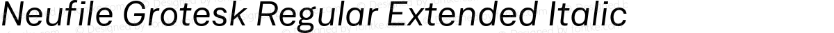 Neufile Grotesk Regular Extended Italic