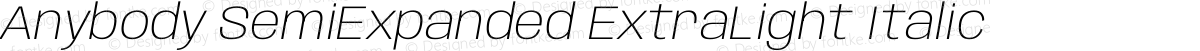 Anybody SemiExpanded ExtraLight Italic