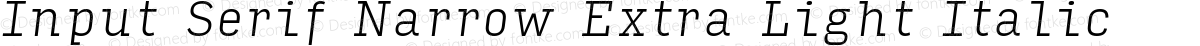 Input Serif Narrow Extra Light Italic