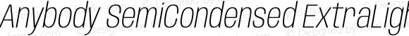 Anybody SemiCondensed ExtraLight Italic