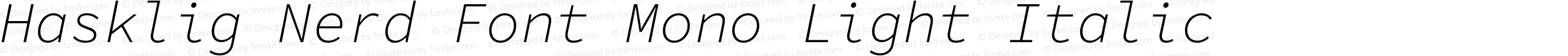 Hasklig Light Italic Nerd Font Complete Mono