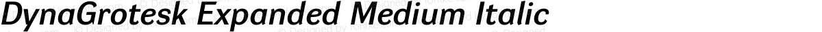 DynaGrotesk Expanded Medium Italic