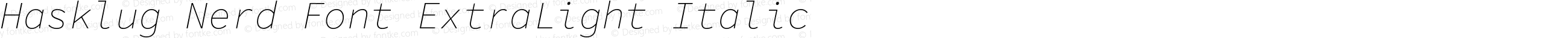 Hasklug ExtraLight Italic Nerd Font Complete