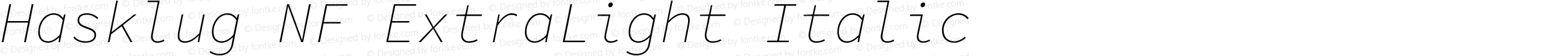 Hasklug ExtraLight Italic Nerd Font Complete Windows Compatible