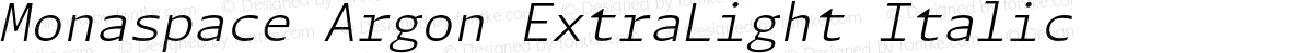 Monaspace Argon ExtraLight Italic