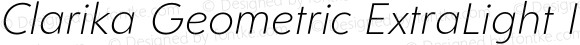Clarika Geometric ExtraLight Italic