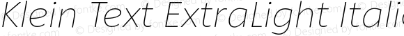 Klein Text ExtraLight Italic