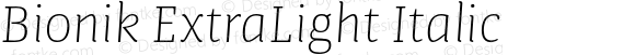 Bionik ExtraLight Italic