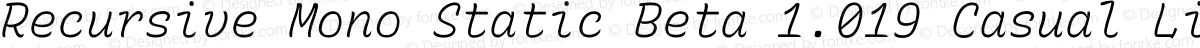 Recursive Mono Static Beta 1.019 Casual Light Italic