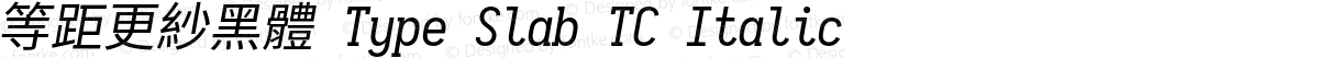 等距更紗黑體 Type Slab TC Italic