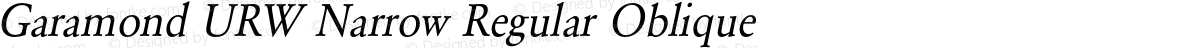 Garamond URW Narrow Regular Oblique