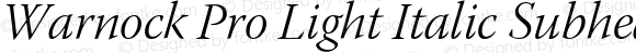 Warnock Pro Light Italic Subhead