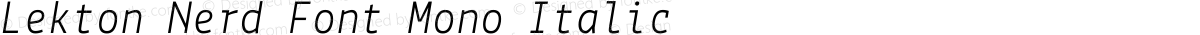 Lekton Nerd Font Mono Italic