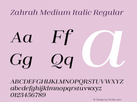 Zahrah Medium Italic